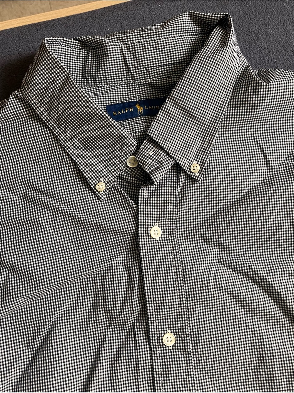 Ralph Lauren Men’s Button-Down Shirt in Blue and White Micro-Check - Picture 2 of 3